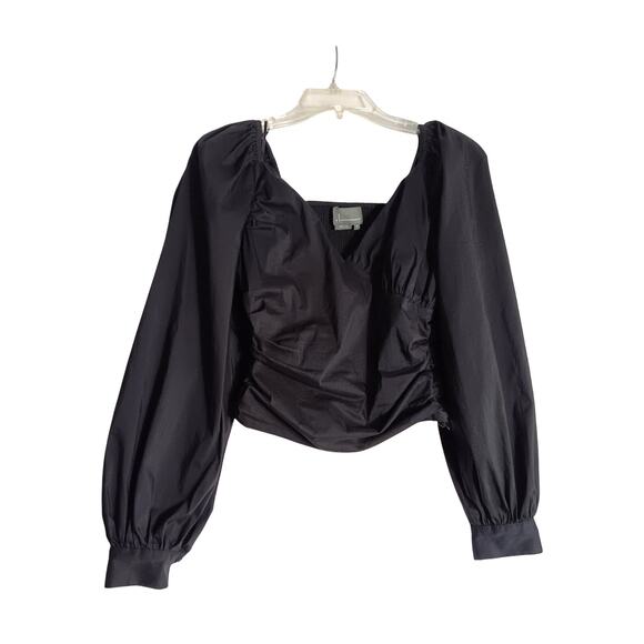 Anthropologie Sweetheart Puff-sleeved blouse black size S - Picture 2 of 6